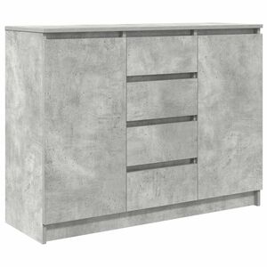 vidaXL Бюфет с чекмеджета, бетонно сив, 100,5x35x76см, инженерно дърво