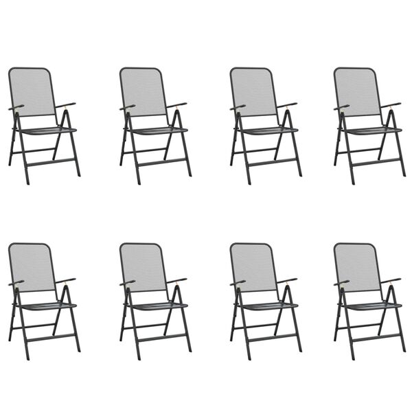 vidaXL Градински трапезен комплект от 9 части, антрацит, метална мрежа