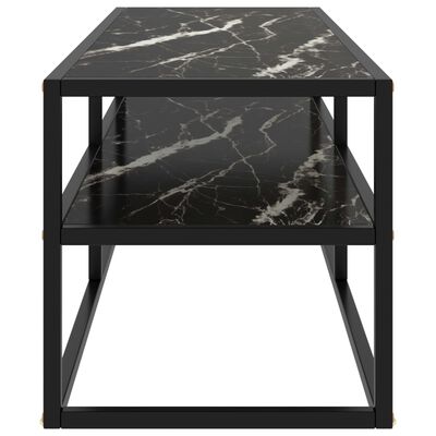 vidaXL ТВ шкаф, черен, черно мраморно стъкло, 120x40x40 см