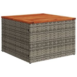 vidaXL Градинска маса сива 55x55x37 см полиратан и акациево дърво