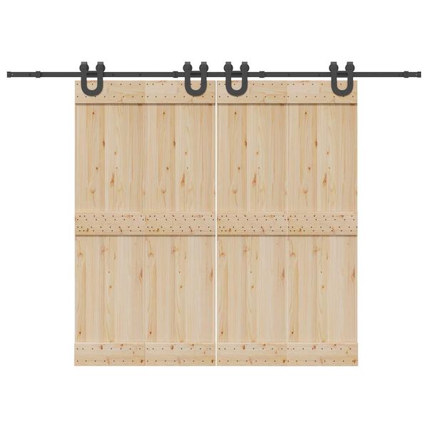 vidaXL Комплект механизъм за плъзгаща врата, 366 см, стомана, черен