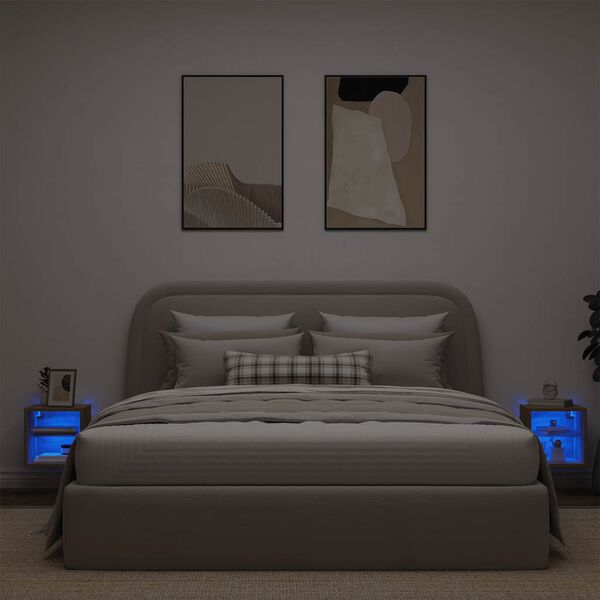 vidaXL Стенни шкафове за телевизор с LED осветление 2 броя Дъб Artisan