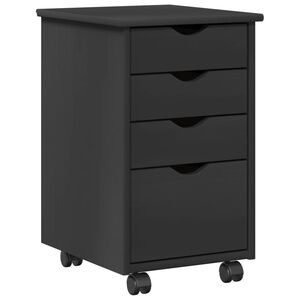 vidaXL Плъзгащ кабинет с колело Сив 34 x 39 x 56 см Масивна боровина