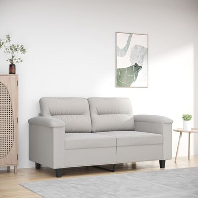 vidaXL 2-местен диван, светлосиво, 120 см, микрофибърен плат