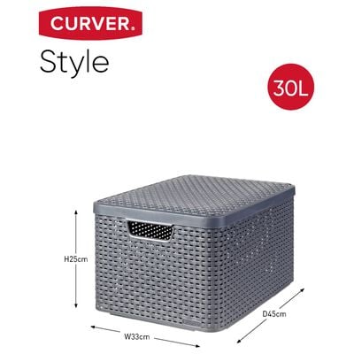 Curver Кутии за съхранение с капак Style, 3 бр, размер L, антрацит