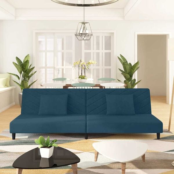 vidaXL 2-местно канапе с две възглавници, виненочервено, кадифе