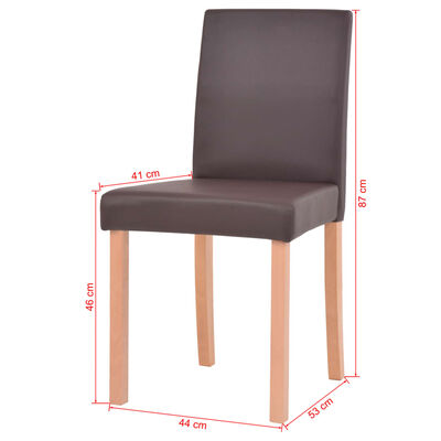 vidaXL Трапезна маса и столове, 7 части, изкуствена кожа, дъб, кафяво