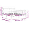 vidaXL Рамка за легло с табла сива King Size масивно дърво