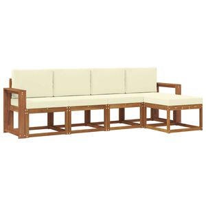 vidaXL Комплект дивани за открито 5 pcs Натурален и Крема