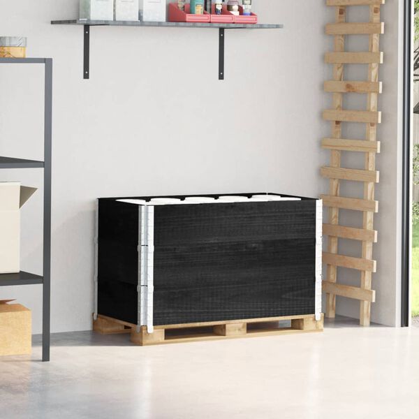 vidaXL Палетни страници, черно, 3 бр, 80x60 см, борова дървесина масив