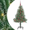 vidaXL Изкуствена коледна елха със сняг и LED светлина 120 cm