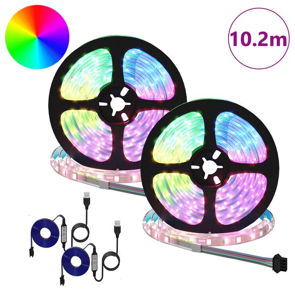 vidaXL LED лента 4 pcs Черен и прозрачен 510 x 0,8 x 0,3 см