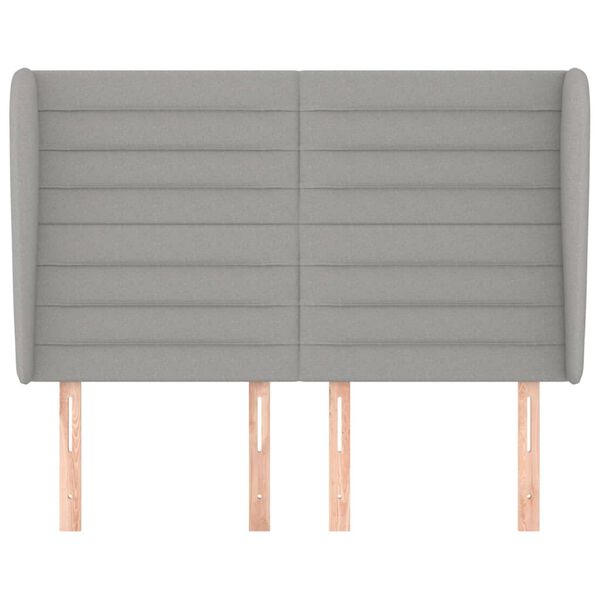 vidaXL Горна табла за легло с уши, светлосива, 147x23x118/128 см, плат