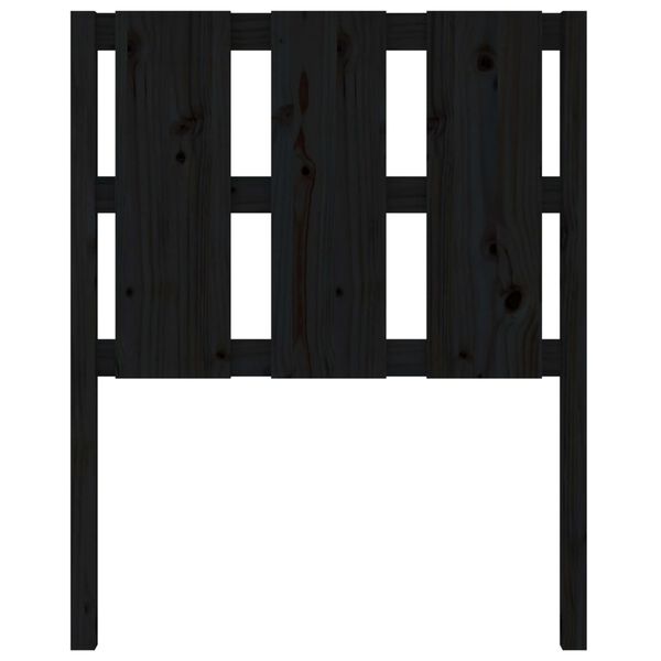 vidaXL Горна табла за легло, черна, 80,5x4x100 см, бор масив