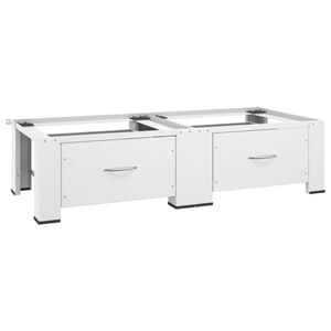 vidaXL Двойна стойка за пералня и сушилня с чекмеджета, бяла