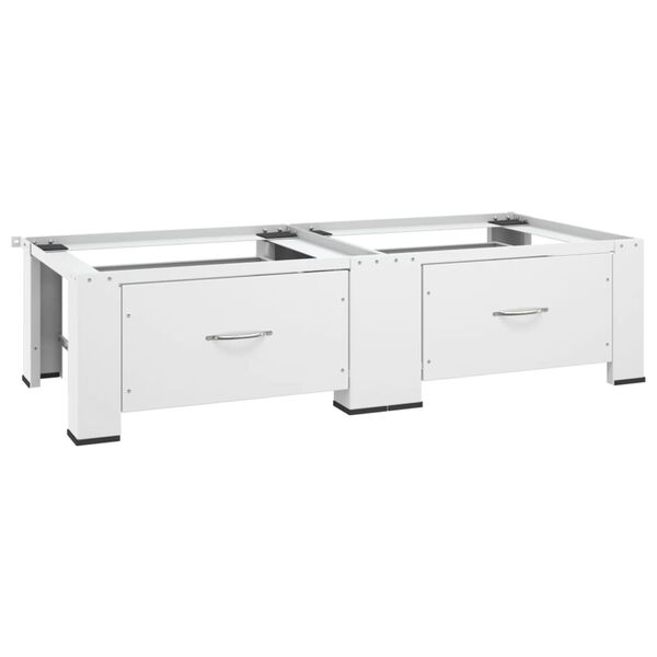 vidaXL Двойна стойка за пералня и сушилня с чекмеджета, бяла