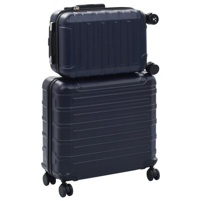 vidaXL Комплект твърди куфари с колелца, 2 бр, нейви, ABS
