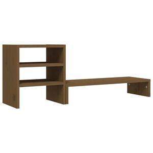 vidaXL Поставка за монитор, меденокафява, 81x20x30 см, бор масив