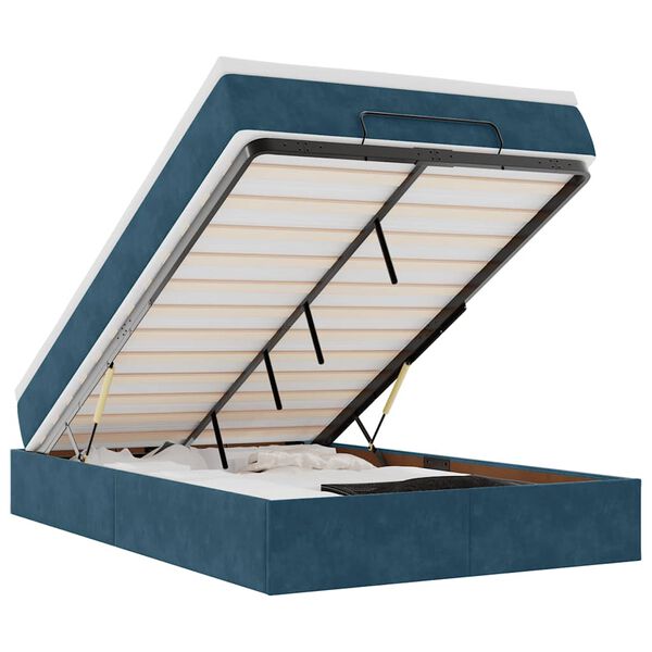 vidaXL Османска легло с матрак, тъмносиньо, 120x200 см, кадифе