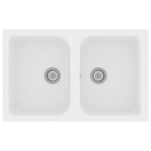 vidaXL Кухненска мивка Бяло 76 x 48 x 30 см Кварц и смола