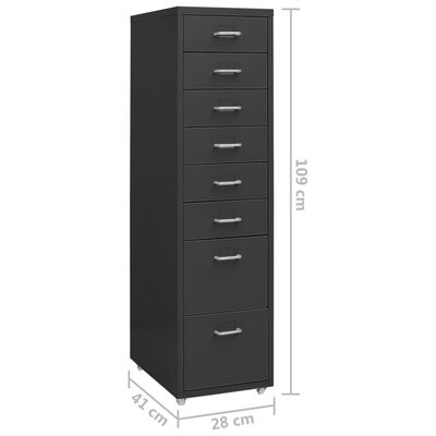 vidaXL Мобилен офис шкаф, антрацит, 28x41x109 см, метал