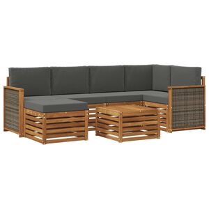vidaXL Комплект секционен диван 6 pcs Натурален и Антрацит