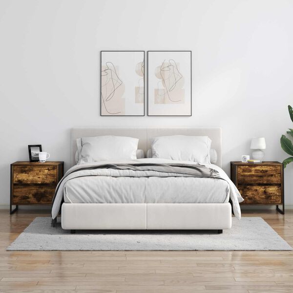 vidaXL Нощно шкафче Димящ дъб 50 x 39.5 x 50 см Инженерно дърво