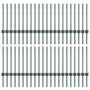 vidaXL Вградена оградна колона 44 pcs Зелено 100 cm