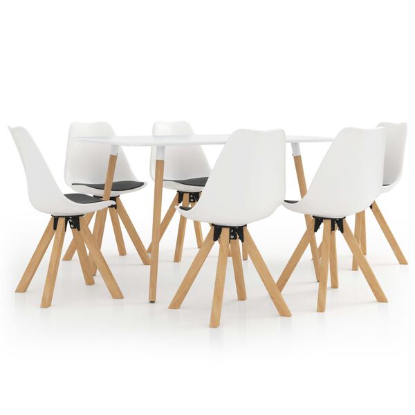 vidaXL Трапезен комплект от 7 части, бяло и черно