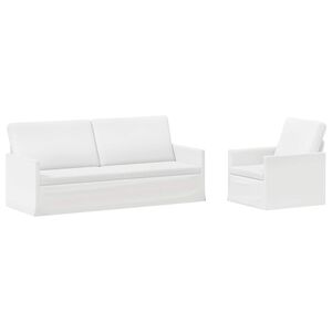 vidaXL Комплект дивани 2 pcs Бяло Текстил