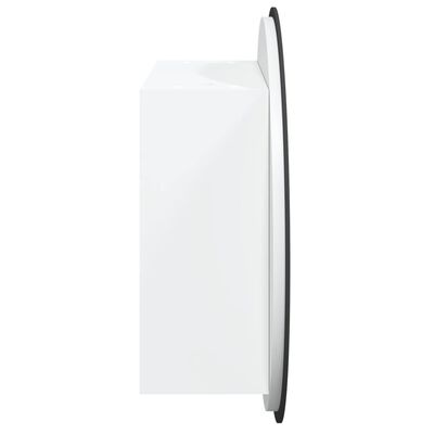 vidaXL Шкаф за баня с кръгло огледало и LED, бял, 47x47x17,5 см