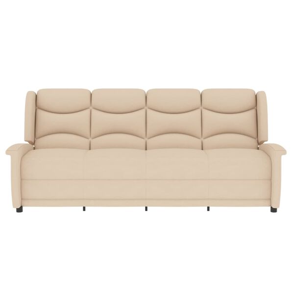 vidaXL 4-местен масажен реклайнер, кремав, текстил