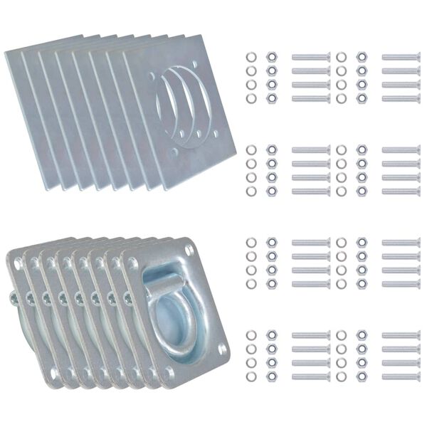 vidaXL Укрепващи пръстени за товар, 8 бр, поцинкована стомана, 2000 кг