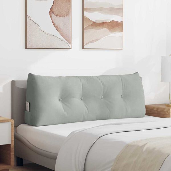 vidaXL Възглавница за гръб Светлосиво 120 x 24 x 50 см Кадифе