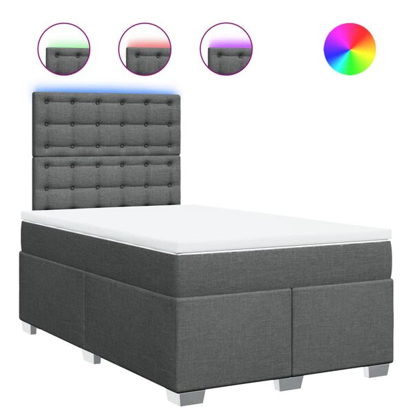 vidaXL Боксспринг легло с матрак, тъмносиво, 120x200 см, плат