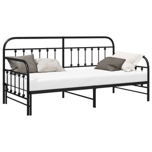 vidaXL Рамка за легло за ден Черно 90 x 200 cm