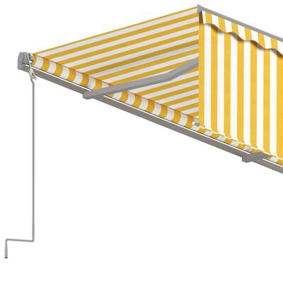 vidaXL Ръчно прибиращ се сенник с щора, 4x3 м, жълто и бяло