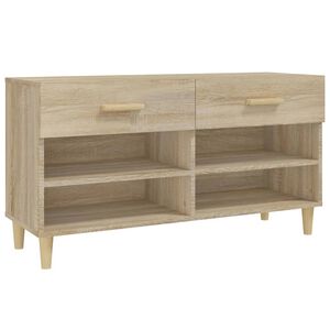 vidaXL Шкаф за обувки, сонома дъб, 102x35x55 см, инженерно дърво