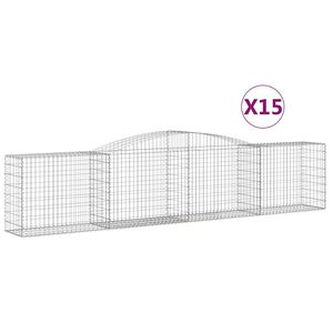 vidaXL Габионни кошници арка 15 бр 400x50x80/100 см поцинковано желязо
