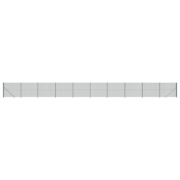 vidaXL Плетена оградна мрежа с фланец, зелена, 1,4x25 м