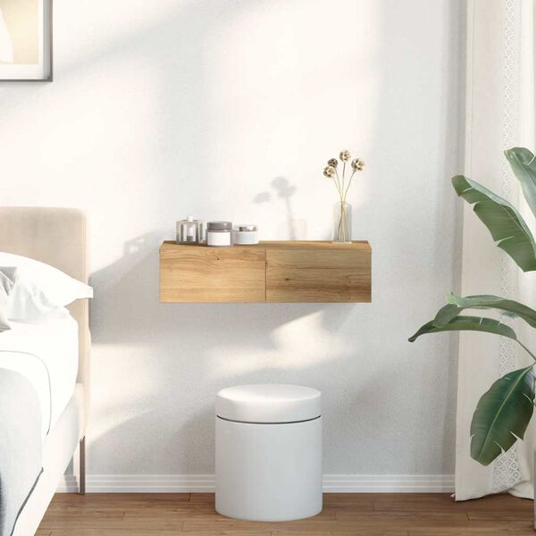 vidaXL Стенен рафт с чекмеджета 60x26,5x15 см инженерно дърво