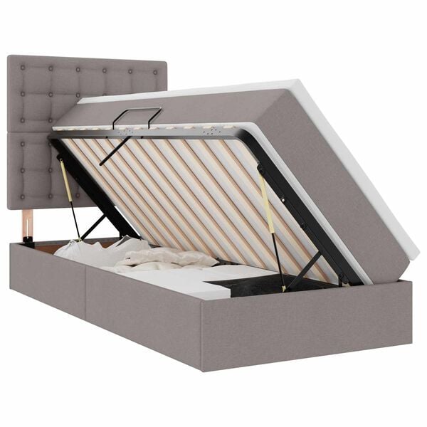vidaXL Легло с място за съхранение и матрак с матрак Таупе 90 x 200 cm