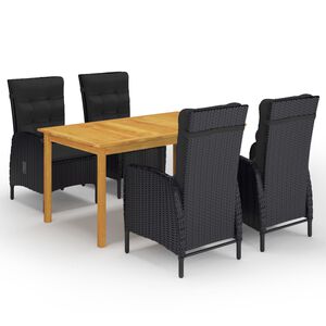 vidaXL Градински трапезен комплект, 5 части, черен