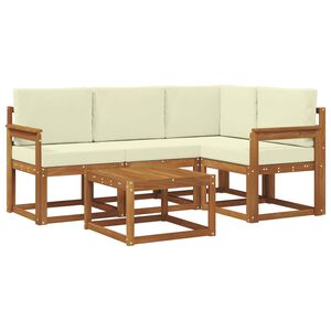 vidaXL Комплект дивани за открито 5 pcs Натурален и Крема