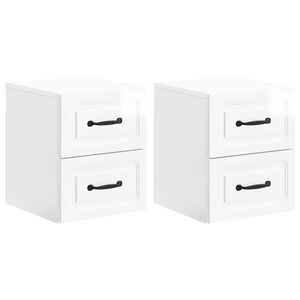 vidaXL Спален шкаф с монтаж на стена 2 pcs Бял гланц 34,5 x 33 x 40 см