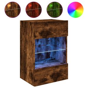 vidaXL Стенен ТВ шкаф с LED осветление, опушен дъб, 40x30x60,5 см