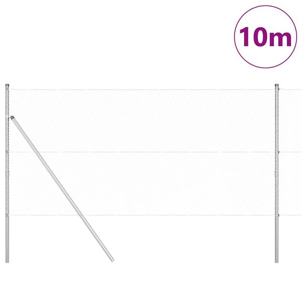 vidaXL Стълб за ограда. Сребрист 10 x 1,4 м (25 мм мрежа) Стомана