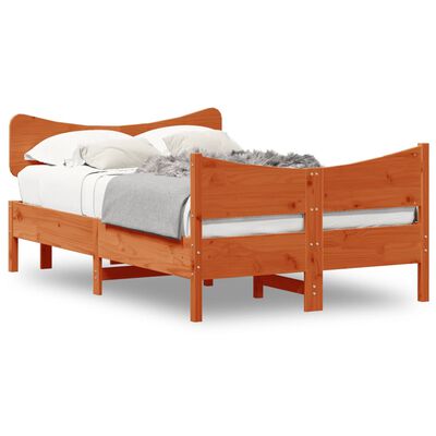 vidaXL Рамка за легло с табла, восъчнокафяв, 120x200 см, масивно дърво