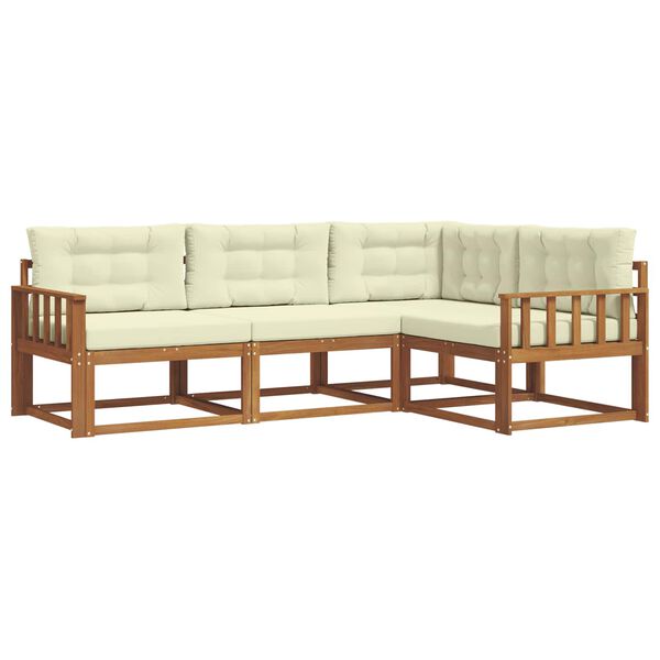 vidaXL Комплект дивани за открито 4 pcs Натурален и Крема