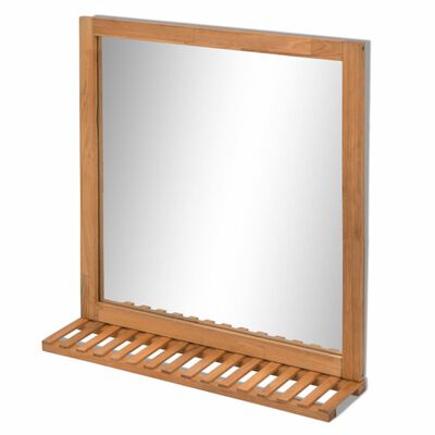 vidaXL Огледало за баня, солидно орехово дърво, 60x63 см